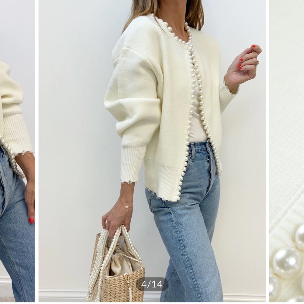 White pearl sweater from Commense
